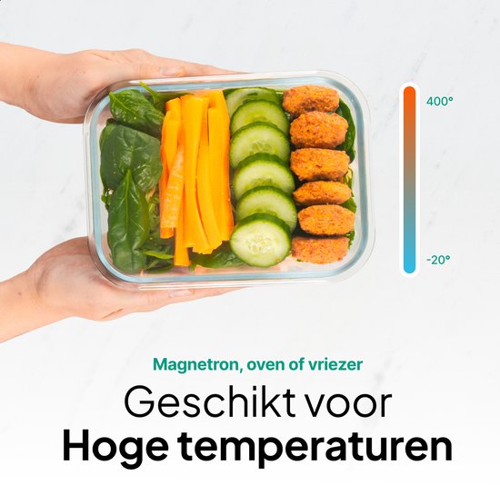 Boîtes de conservation en Glas - Lot de 10 - Boîtes Prep des repas - Boîtes de congélation - 1040 ml / 370 ml - Vert vif