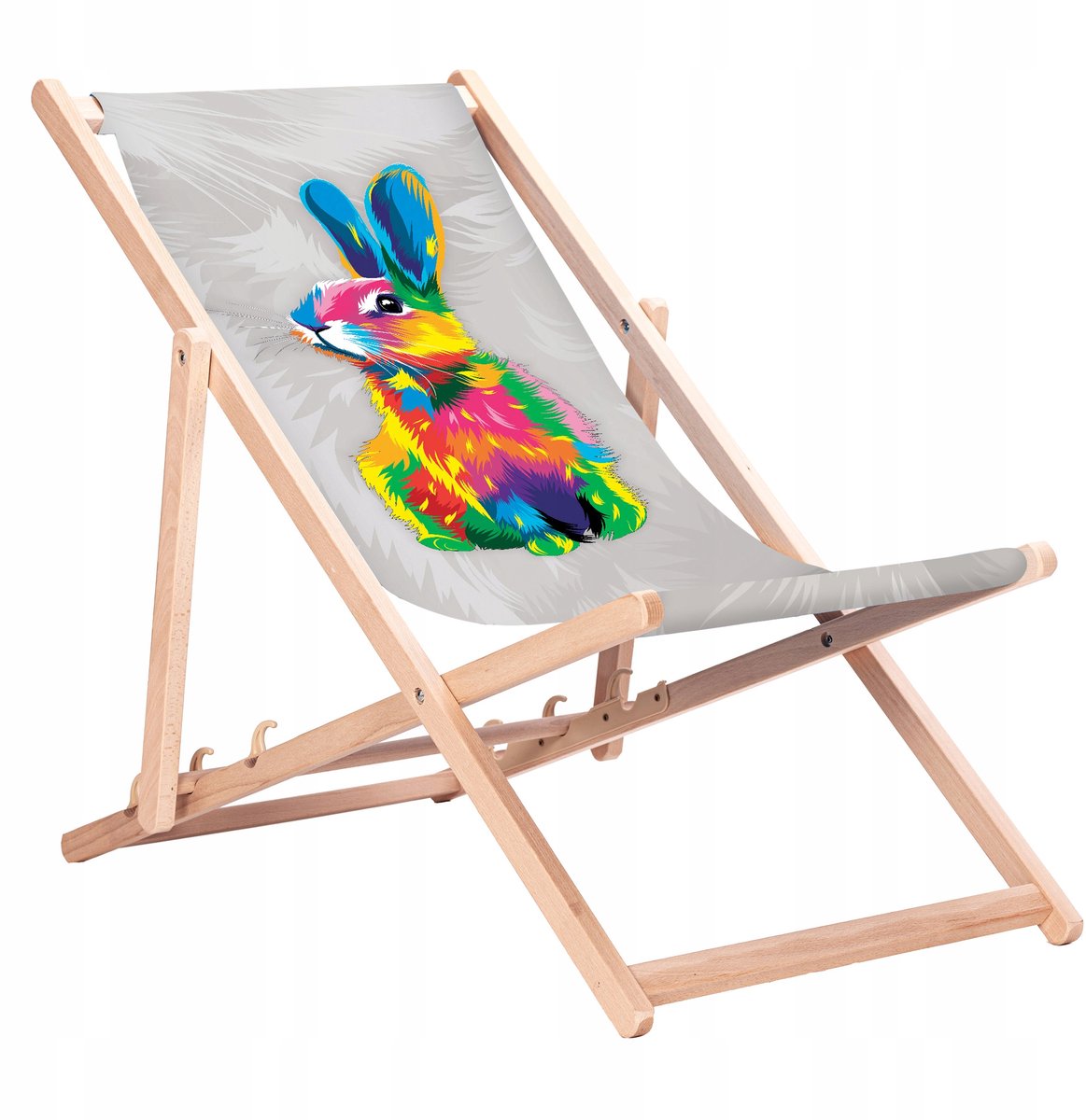 Houten ligstoel met Konijn print KN65 - 91 designs