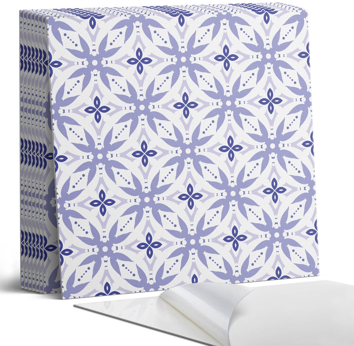 Coloray Plaktegels - Geometrisch patroon met bloemen Portugese Tegels - 30 cm x 30 cm - Blauw Plaktegels - 9 stuks - Vierkant PVC Tegels - Plaktegels Keuken - Zelfklevende Vloertegels - Vinyl Tegels Zelfklevend - Zelfklevende Tegels