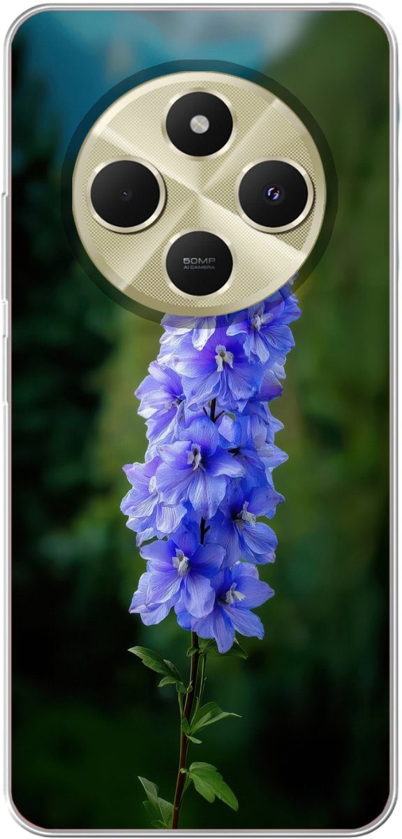 Telefoonhoesje Geschikt voor Xiaomi Geschikt voor Redmi 14C hoesje - Bloemen - Blauw - Dennenboom - Siliconen Telefoonhoesje Telefoonhoesje
