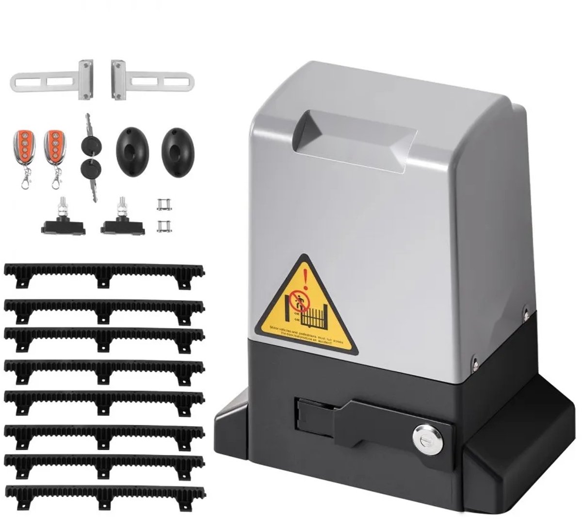 Elektrische schuifpoortopener - Poortmotor - Motorvermogen 400 W - Max 1000 kg - Max 25 m - Nylon tandheugel - Infraroodsensor - Twee afstandsbedieningen