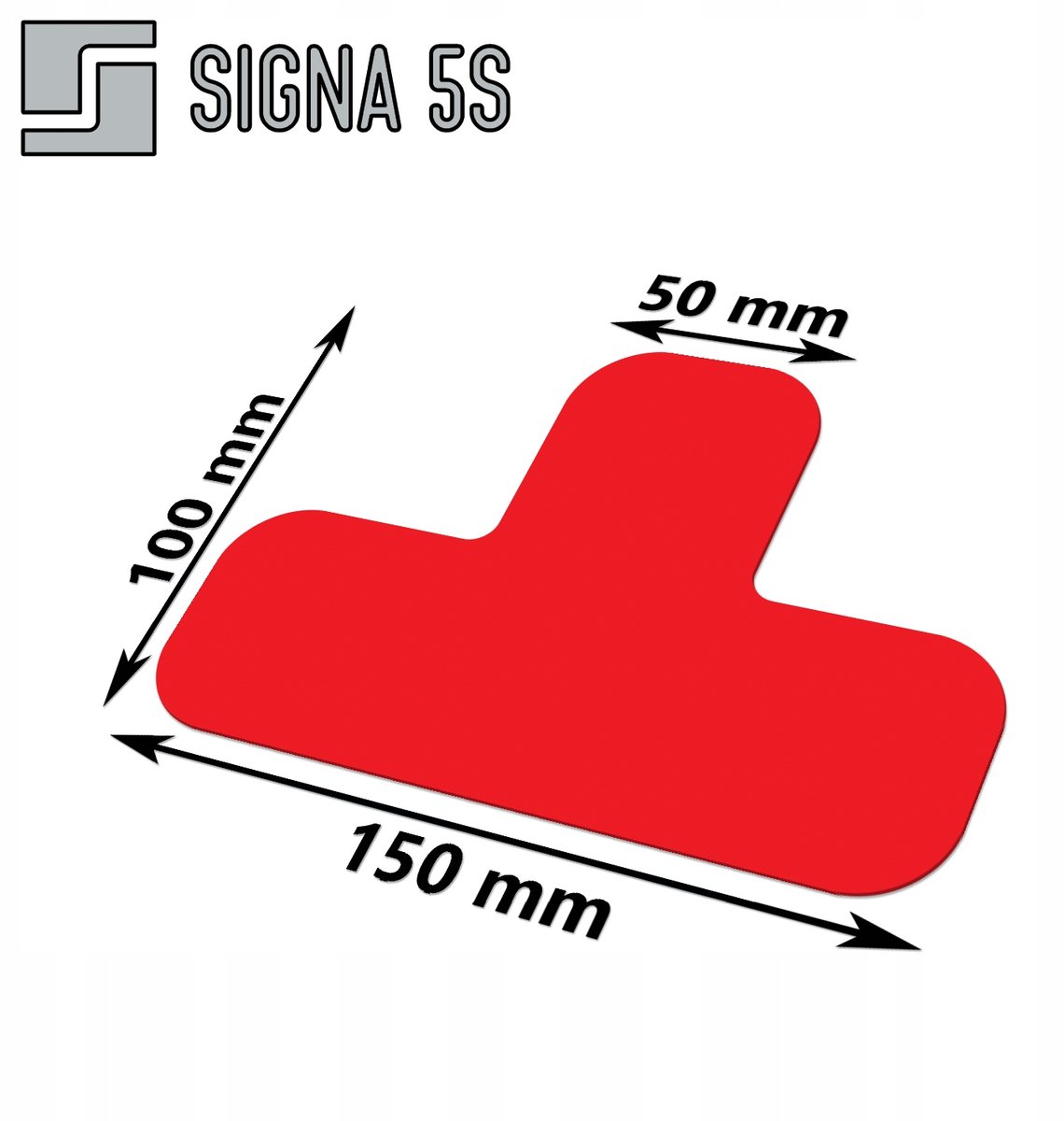 SIGNA 5S Vloermarkering T-vorm Rood 150x100mm PVC