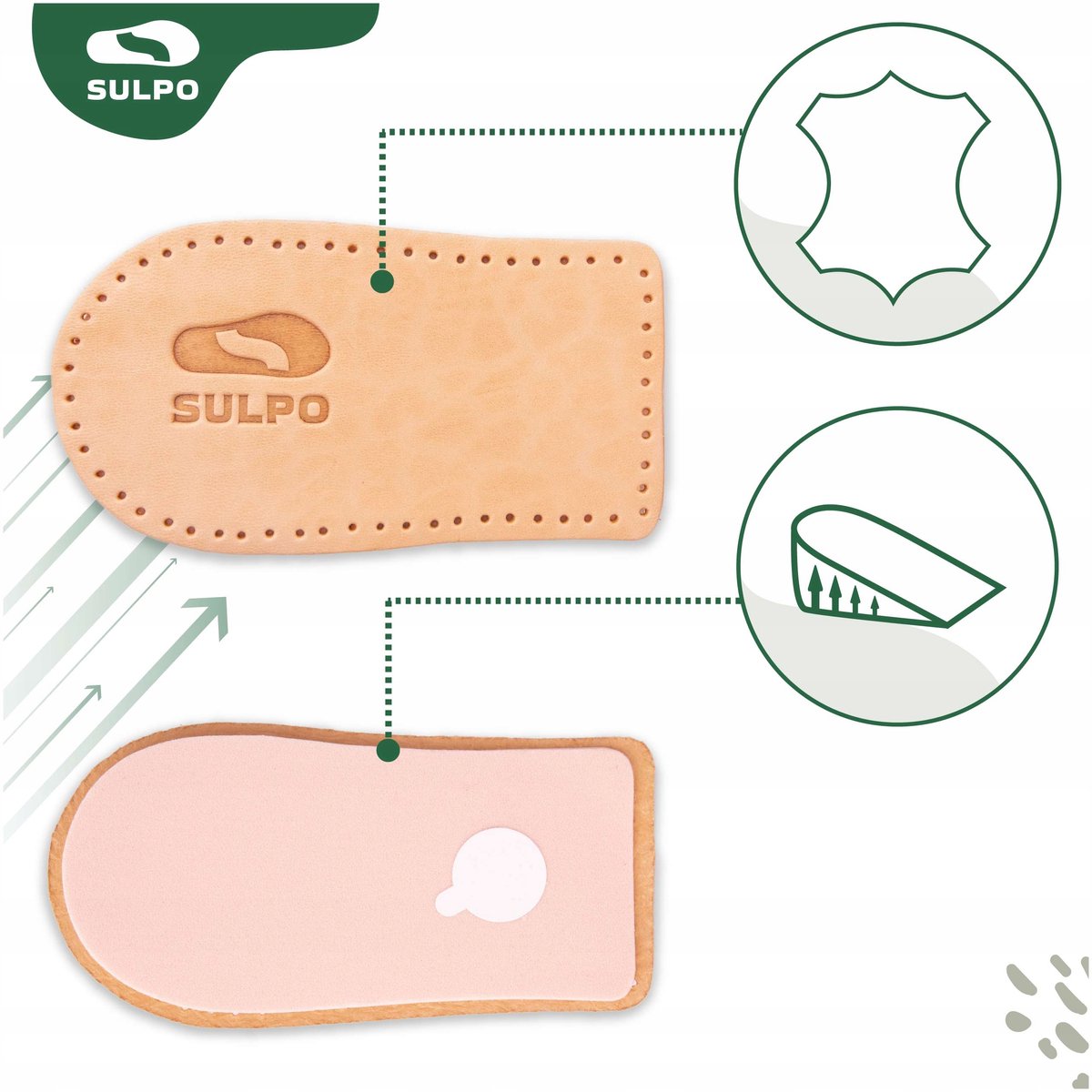 Verhogende Inlegzolen 5mm - Leder & Schuim - Maat 41-43