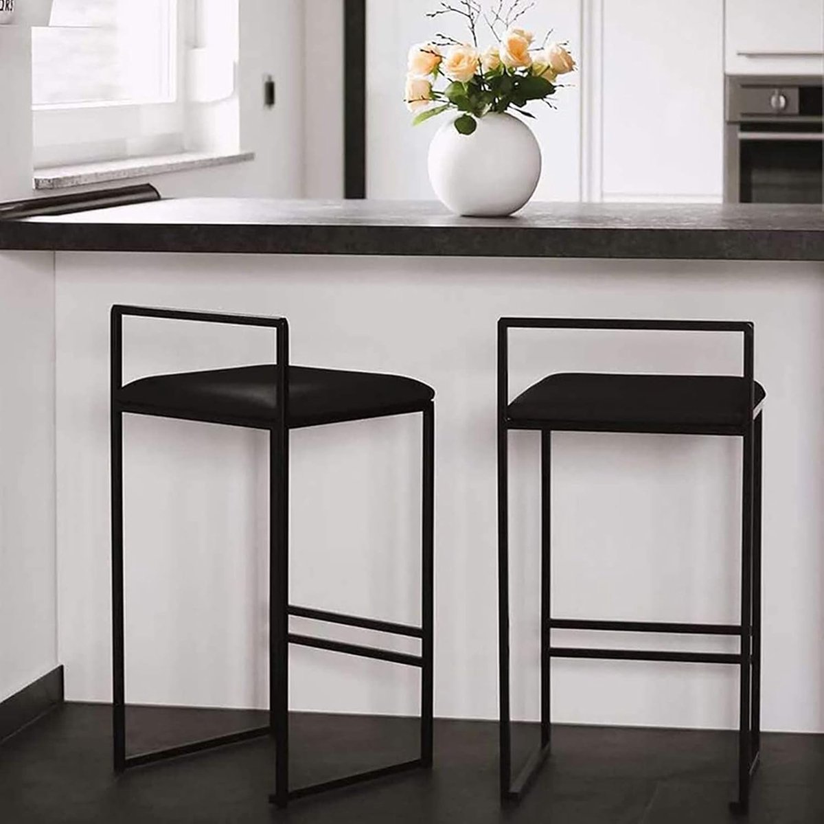 Set van 2 Design Barkrukken met Rugleuning - Set 2 – Barkrukken op - Medahomestore