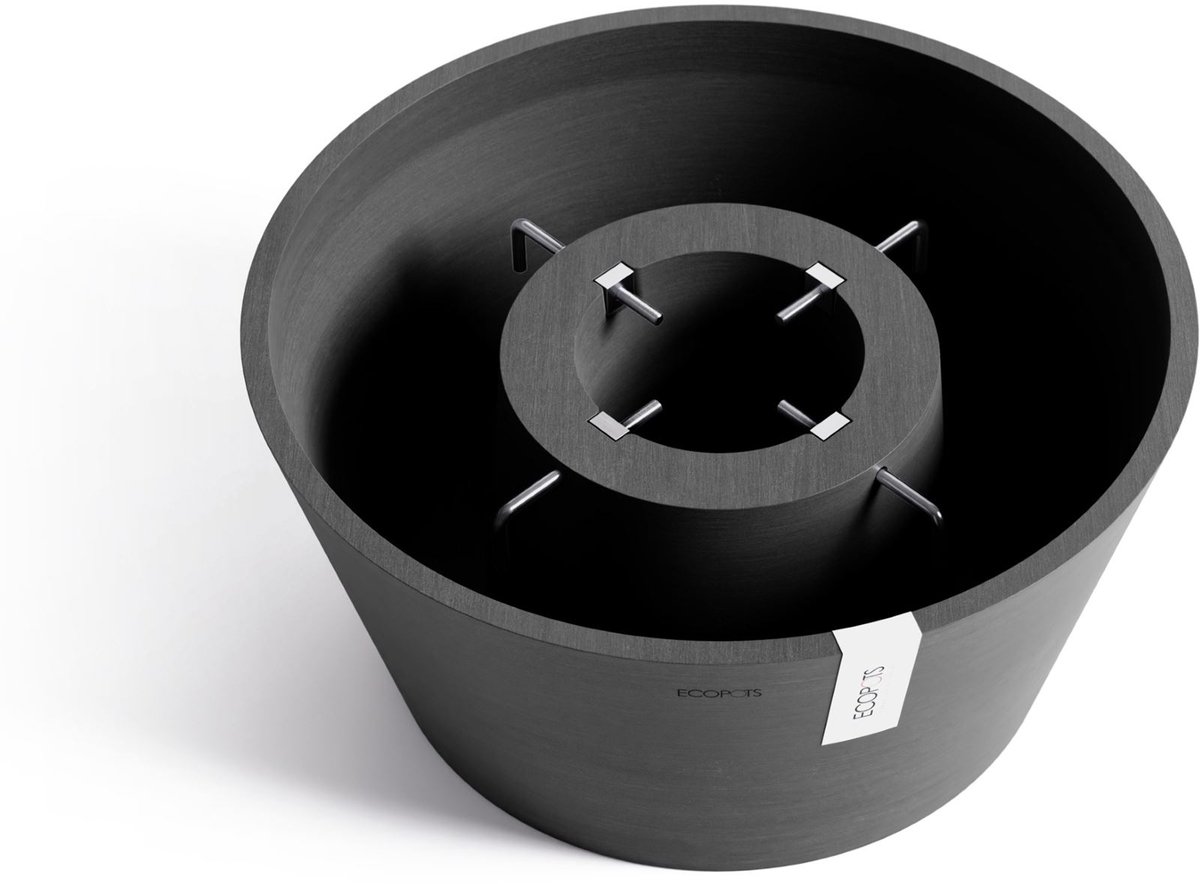 Ecopots kerstboomvoet XL - donkergrijs - geschikt voor bomen tot 300 cm - met waterreservoir - Geschikt voor bomen tot 3 m en met Ø 9 cm - Met klemmen & waterreservoir (27,5 L)