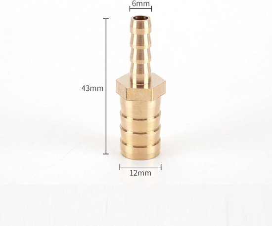 Slangpilaar messing zeskant 1/2 buitendraad x 10 mm