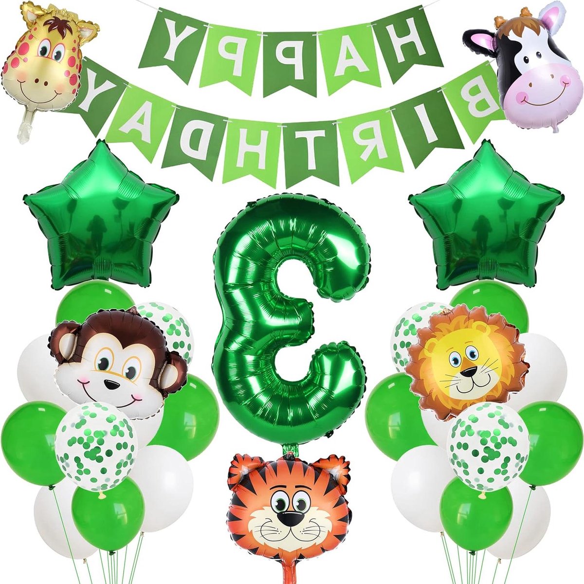 CSGoods - Jungle Thema Verjaardag Decoratie voor 3 Jaar Oud - Safari Dier Feestversiering - Wild One Banner voor Jongen - Feestartikelen Kinderverjaardag