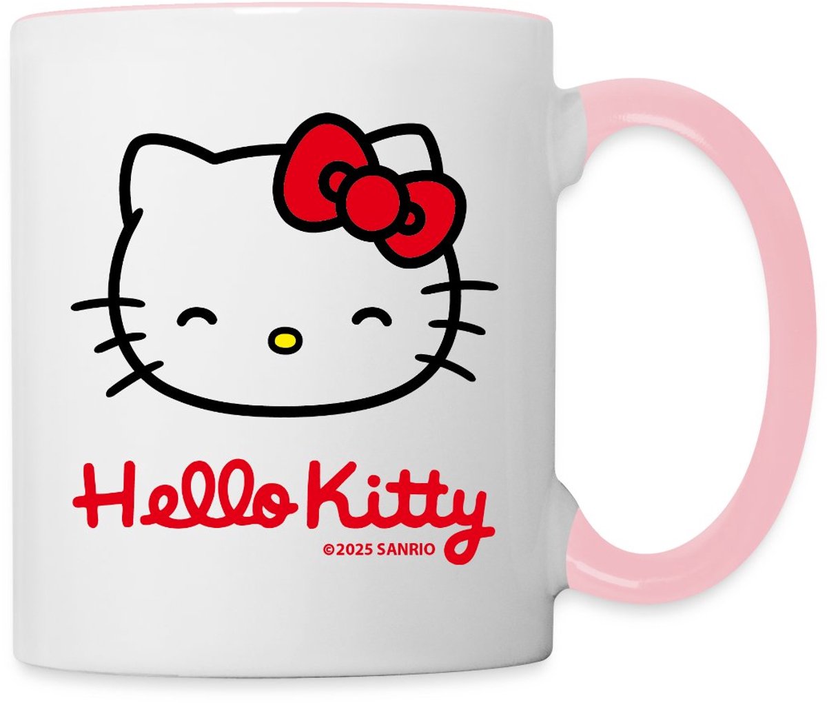 Hello Kitty Lacht Met Hello Kitty-Letters Mok Tweekleurig