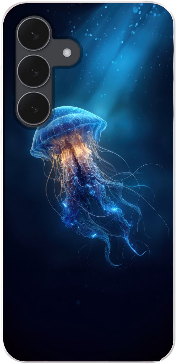 Telefoonhoesje Geschikt voor Samsung Galaxy S25 FE hoesje - Kwal - Lichtgevend - Tentakels - Blauw - Siliconen Telefoonhoesje Telefoonhoesje
