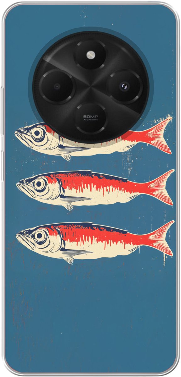 Telefoonhoesje Geschikt voor Xiaomi Geschikt voor Poco M7 hoesje - Vissen - Rood - Blauw - Siliconen Telefoonhoesje Telefoonhoesje