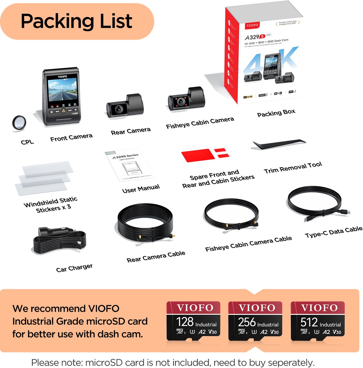 VIOFO A329S 3CH - Dashcam - 4K Voorcamera - 2K Achtercamera thumbnail 4