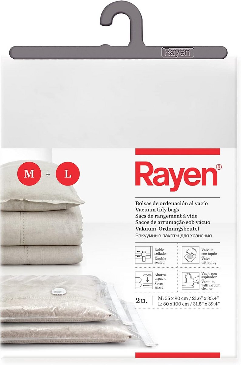 Ruimtebesparende vacuüm opbergzakken voor kleding - set van 2 - 55 x 90 cm en 80 x 100 cm