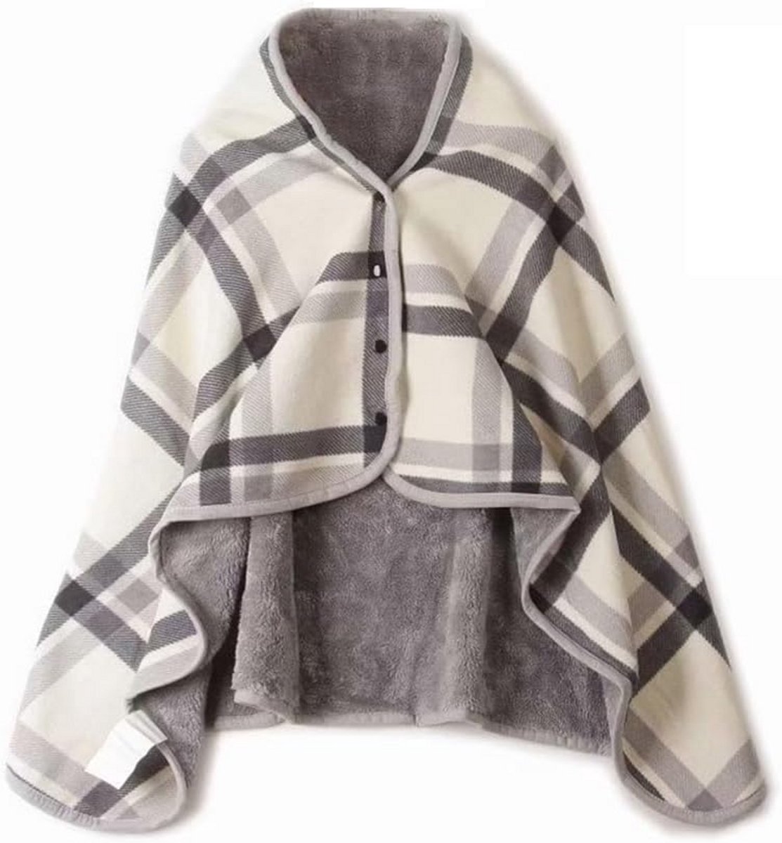 Warme Fleece Sjaaldeken voor Dames - Draagbare Poncho Cape met Knopen voor Thuis en Kantoor