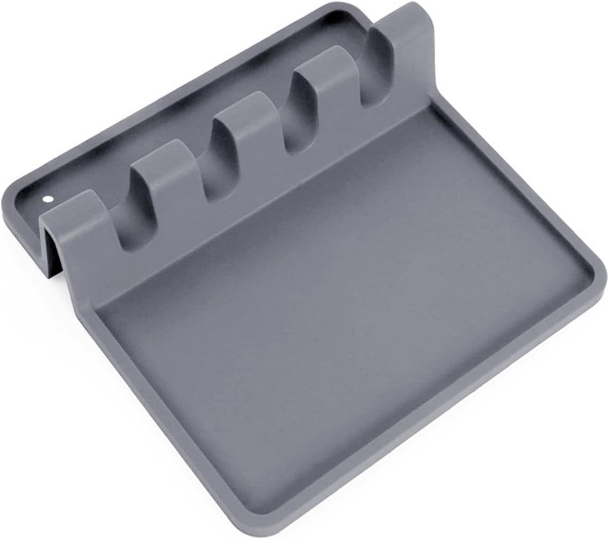Oneay 1-pack - Siliconen lepelhouder, BPA-vrije, duurzame lepelhouder met lekbak, hittebestendige keukenlepelhouder (grijs, 13,8*13,8 cm)