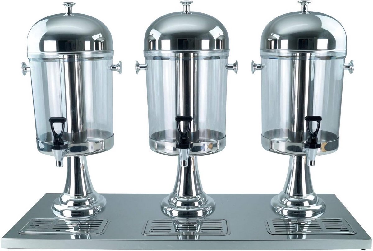 Sapdispenser 3 x 8 liter, polycarbonaat, chroom-nikkelstaal, koelstaaf, zilver
