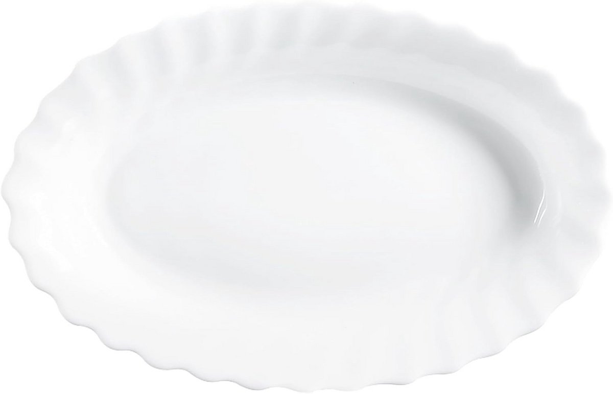 Ovale servieskom 22 cm, gehard glas, wit