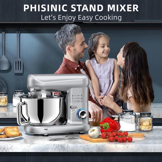 Multifunctionele Keukenmachine 1500 W - 5,5 L - 6 Snelheden - Planetaire Menging - Met Deeghaak en Garde van Merkloos — afbeelding 4