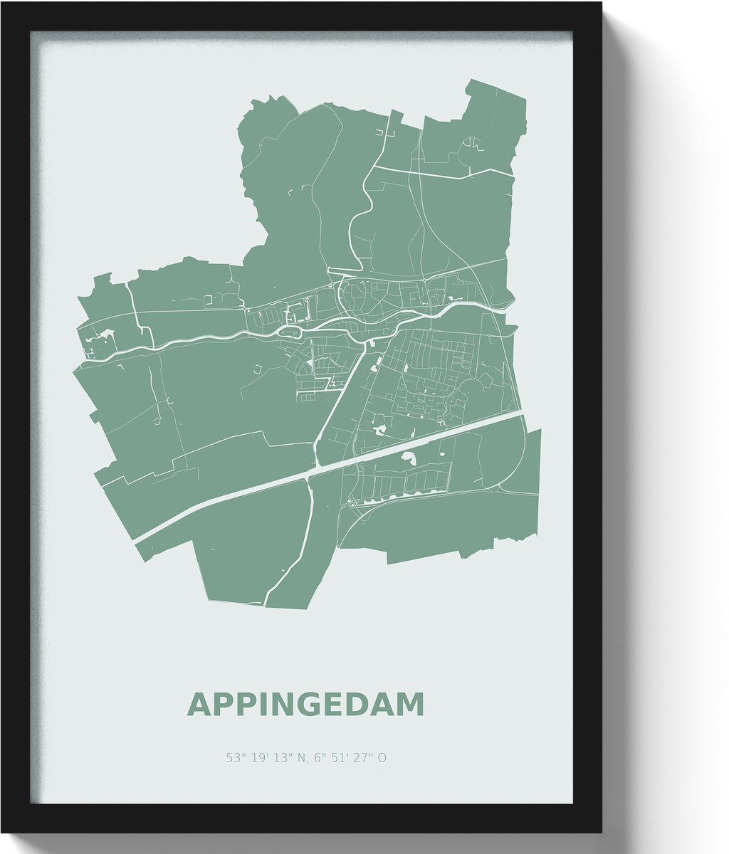 Poster Appingedam A3 - 30 x 42 cm - Groen (Exclusief Lijst)