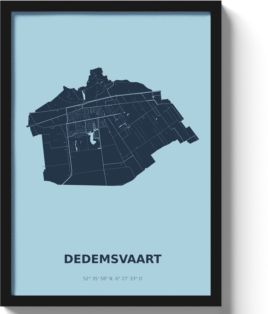 Poster Dedemsvaart A3 - 30 x 42 cm - Blauw (Exclusief Lijst)