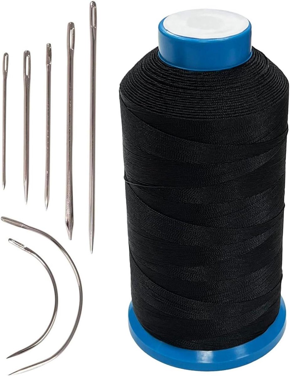 Ronte - Nylon Naaigaren 1500 Yard T70#69 voor Leer, Tas, Schoenen, Canvas | Inclusief Naainaalden Kit - zwart