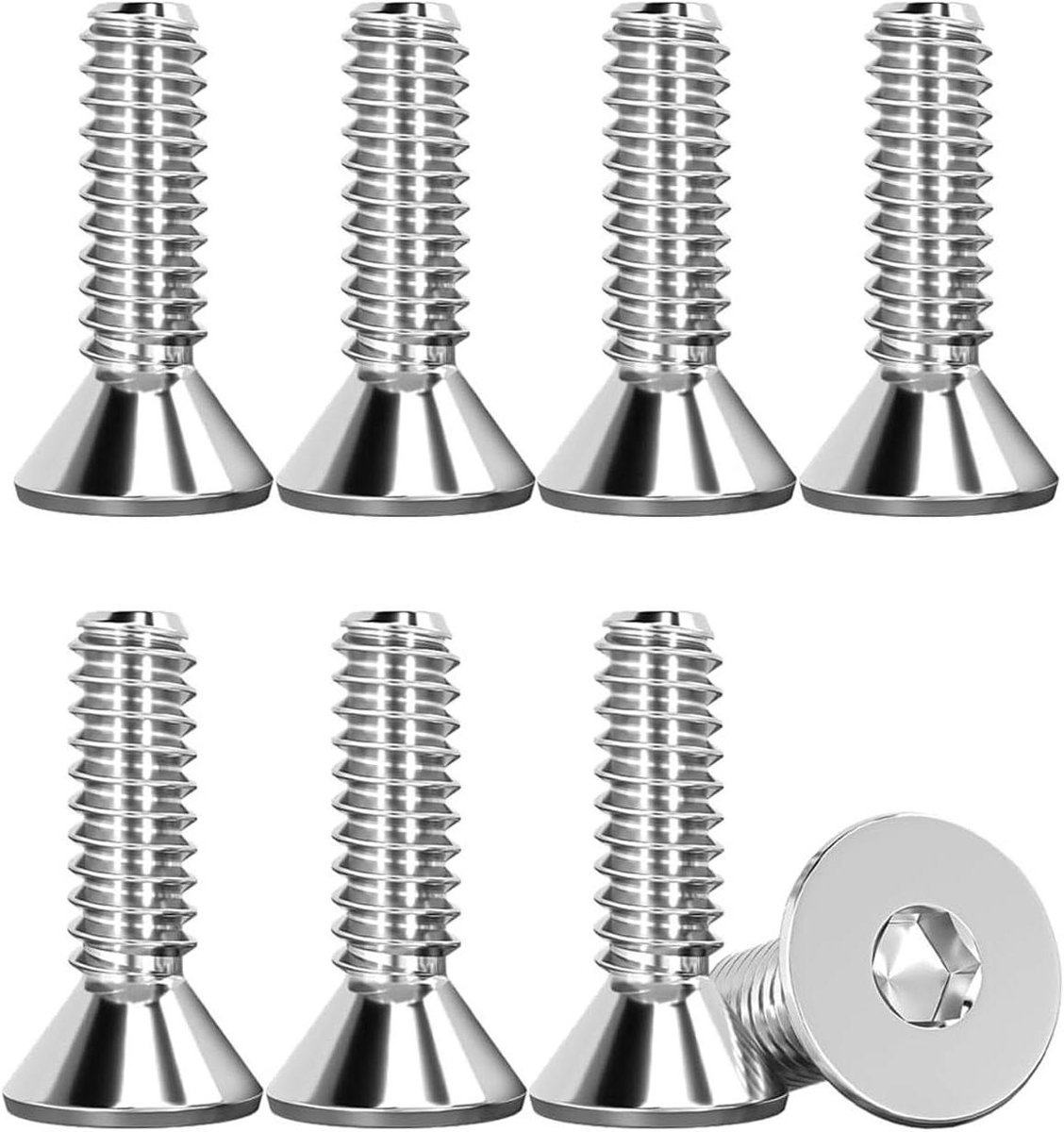 Ronte - Roestvrijstalen M3 zeskantschroeven (50 stuks) met binnenzeskant, volledige schroefdraad voor kast-houten platen. Duurzame flensschroeven.
