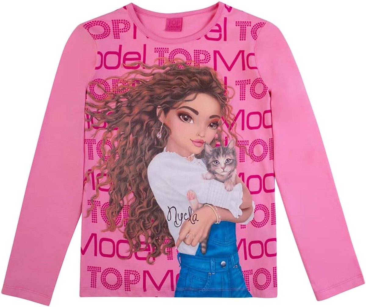 Roze meisjes shirt met glimmende print