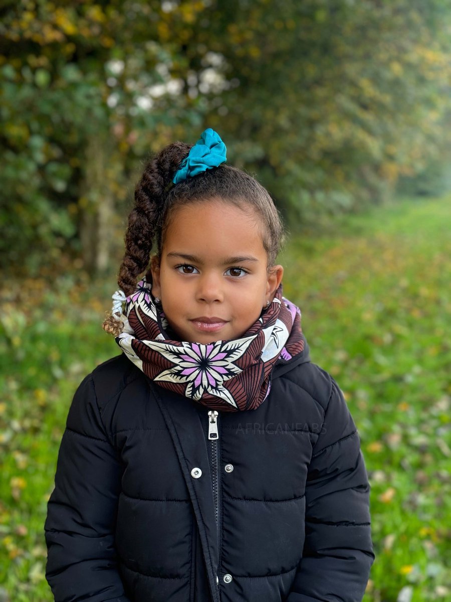 Warme Winter Colsjaal voor Kinderen met Afrikaanse print Unisex - Bruin Star - Winter sjaal / Fleece sjaal / Afrika print