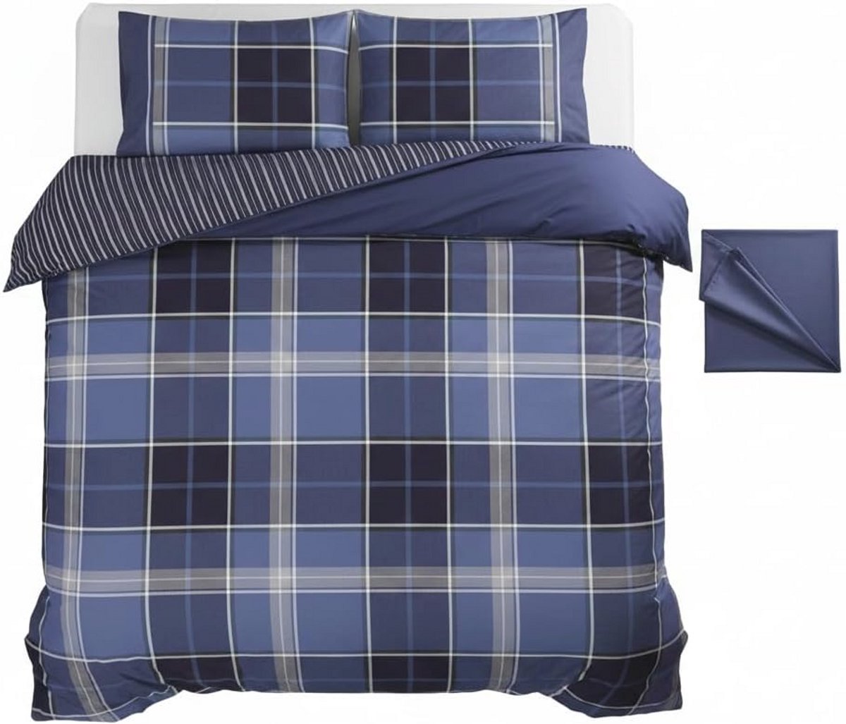 Argyle Beddengoedset Blauw - Polykatoen - 200 x 200 cm - Tweepersoons