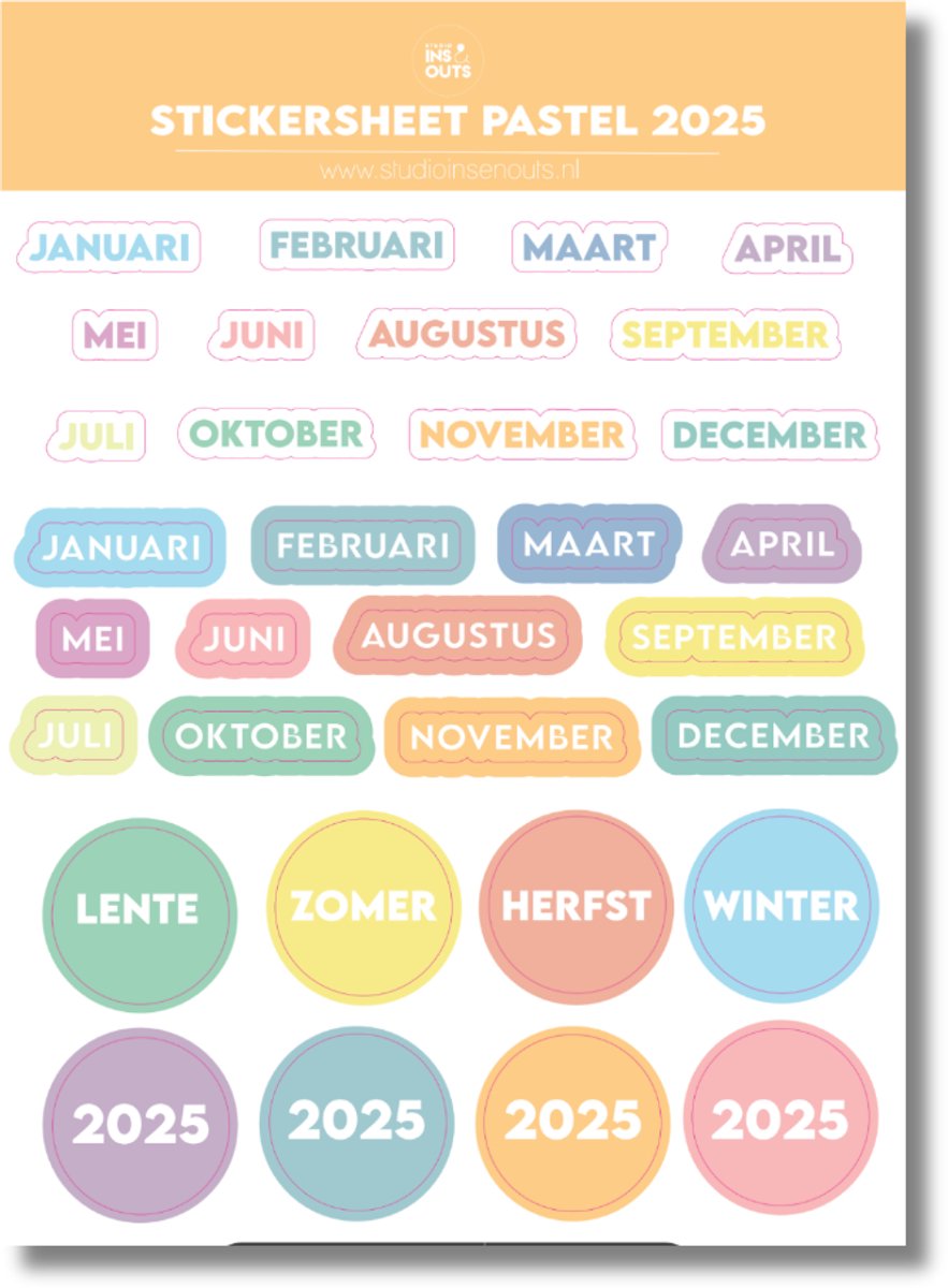 Stickervel Maanden 2025 | Pastel