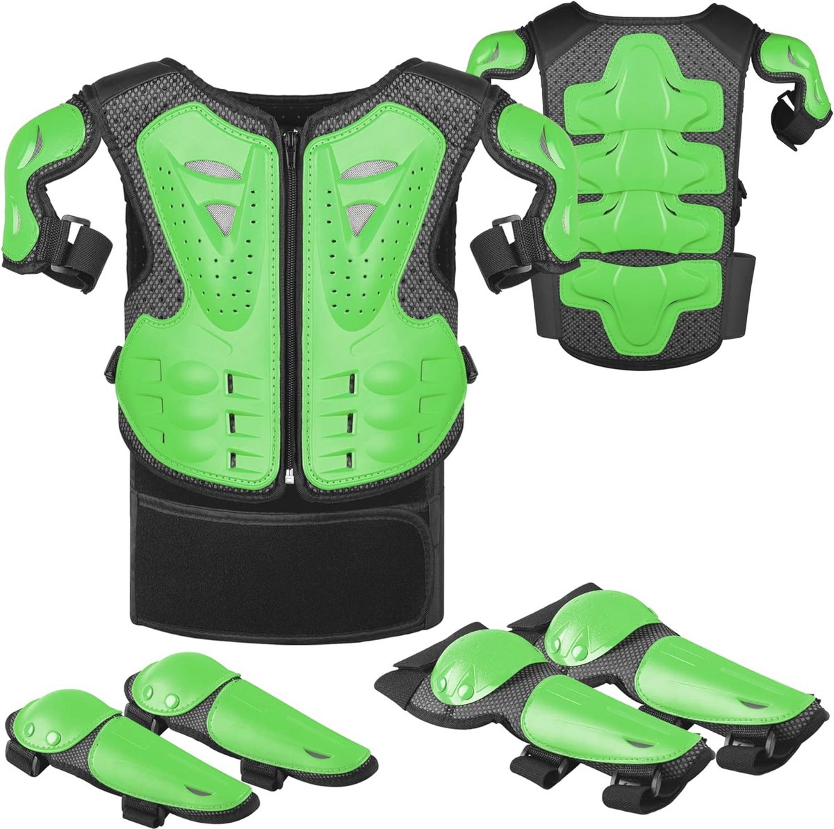 Motorjack voor Kinderen met Knie- en Elleboogbeschermers en Borstpantser voor Outdoor Sport