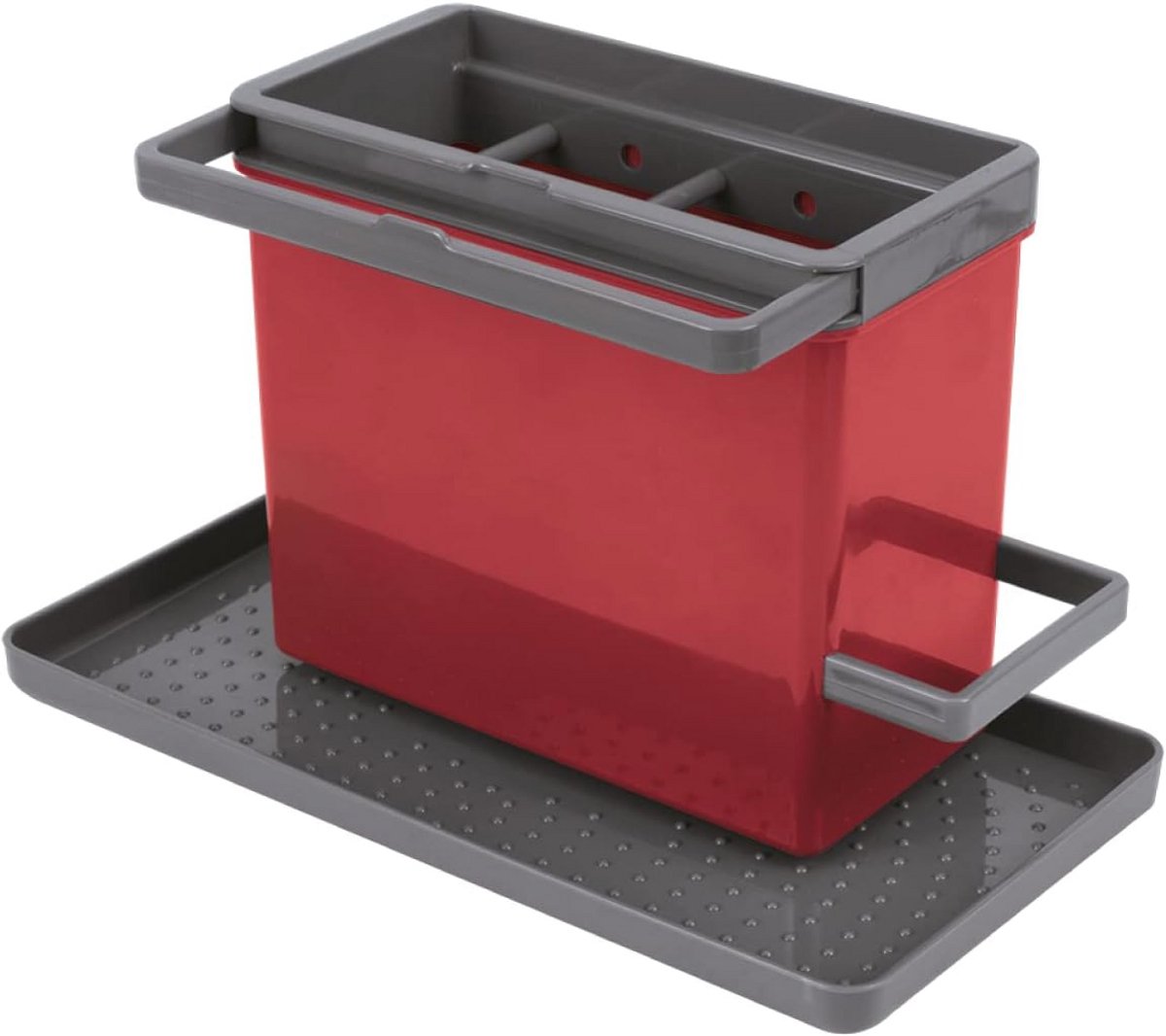 Gootsteenorganizer kunststof ABS, rood/grijs - Compact en functioneel