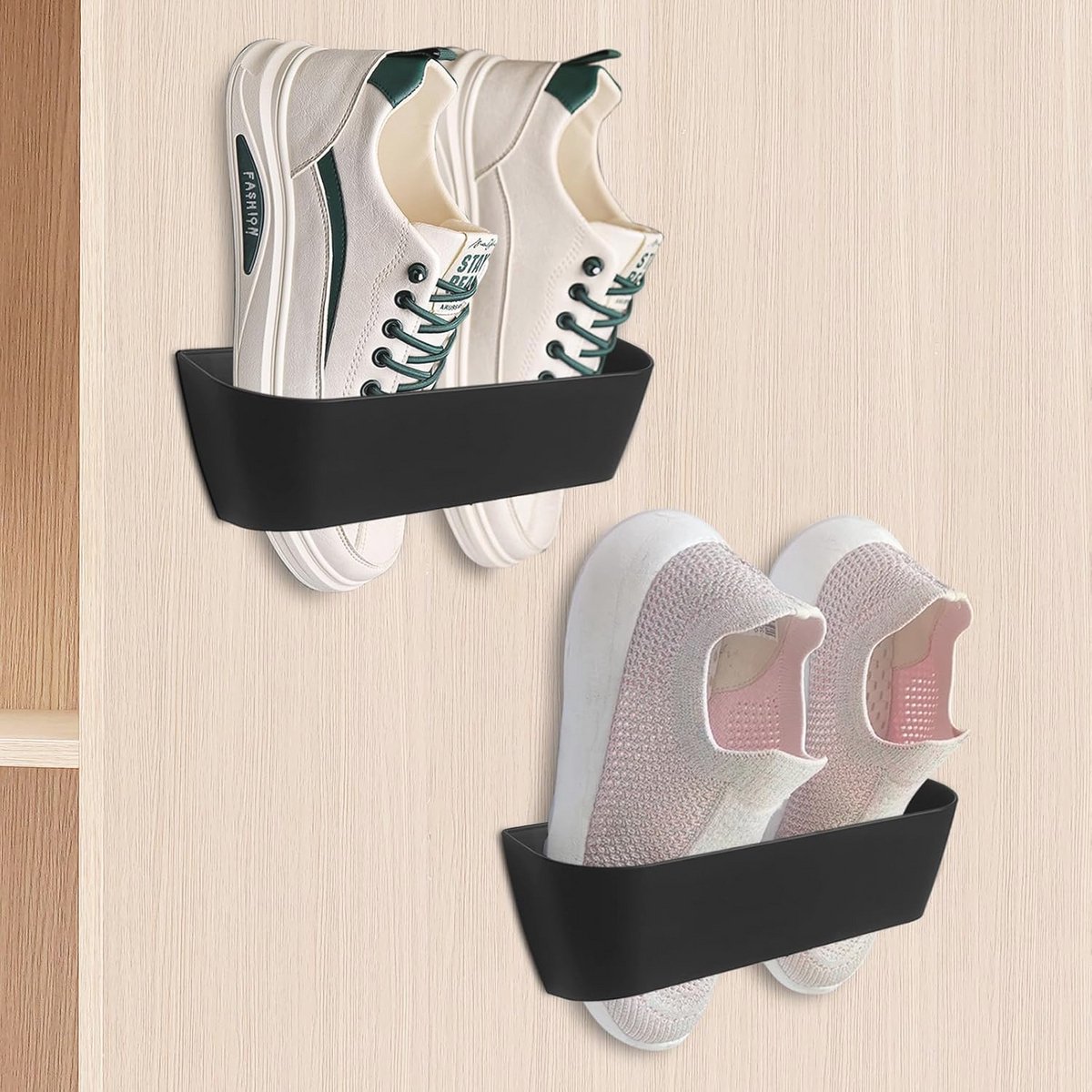 Schoenenorganizer voor Camping - Zelfklevend en Wandgemonteerd Schoenenrek - 2 Stuks