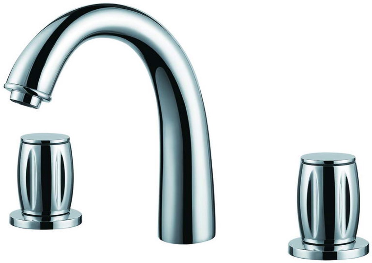 Hudor Wastafelkraan Chroom - Erymanthe Collectie Driegats Fonteinkraan - Verchroomd Messing Wastafelmengkraan - Tijdloos Design