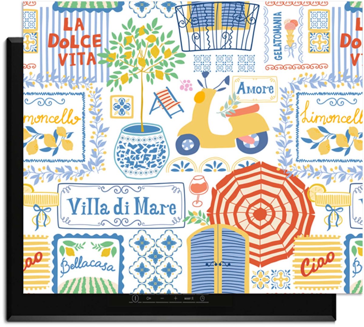 KitchenArt - Villa Mare - Inductie Beschermer - 65x52 cm - Kookplaat Beschermer - Luxe Afdekplaat Inductieplaat - Anti-slip & Oprolbaar - Beschermmat Inductiekookplaat