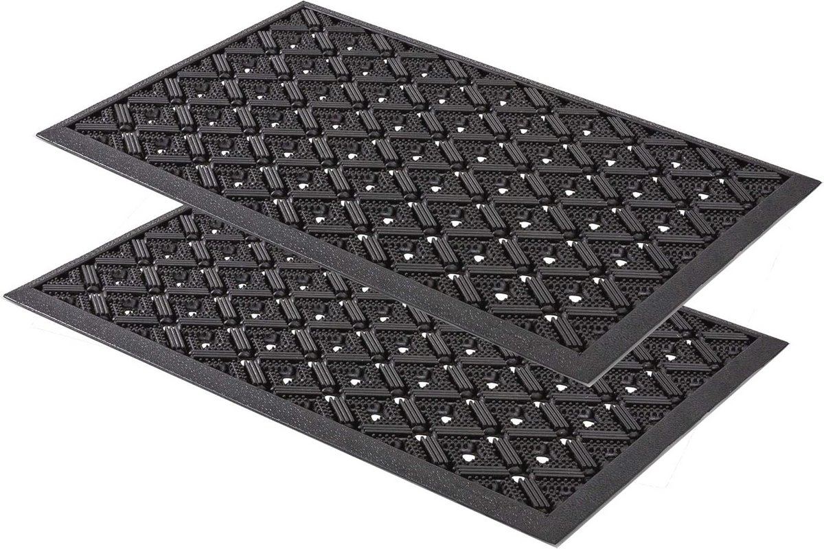 Antislip Rubbermat Buitendeur 45x75 cm - Set van 2 - Robuuste en Onderhoudsarme Deurmatten