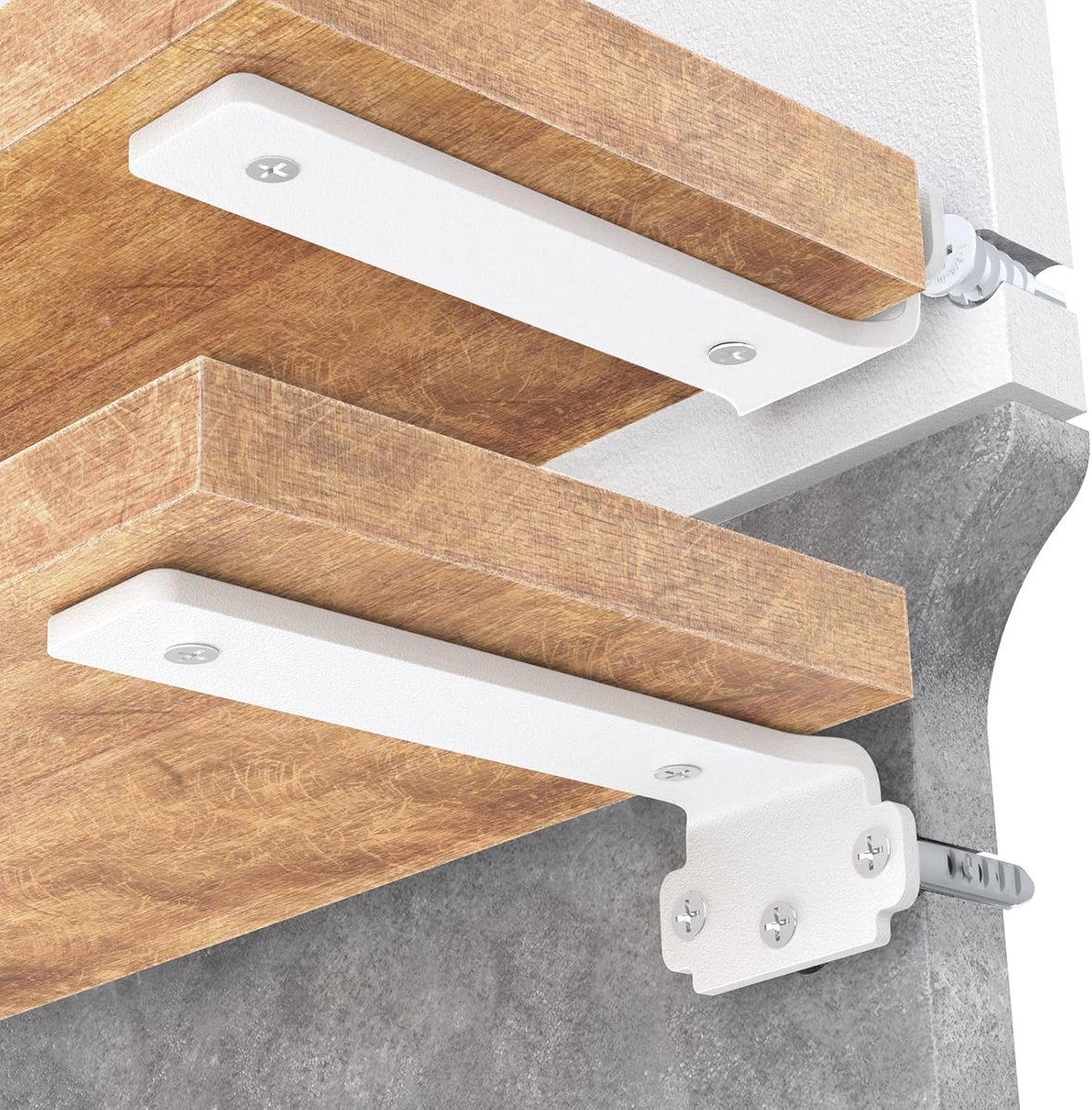 Zwevende Plankbeugels 25 cm - 6 Stuks Voor Zware Planken, Metalen Wandplanksteun met 75 kg Draagvermogen
