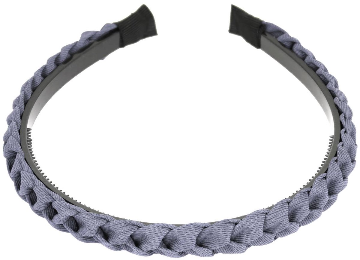 Haarsoires Haarband Diadeem 1.5cm – Gevlochten – Effen Stof – Blauw Grijs - Comfortabel voor Dames & Meisjes - Universele Maat