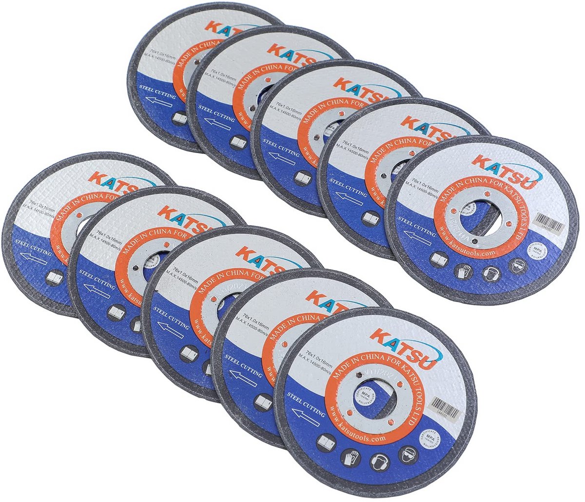 Snijschijven set 76 mm - 10-delige metalen afgewerkte wielen voor mini haakse slijpmachines