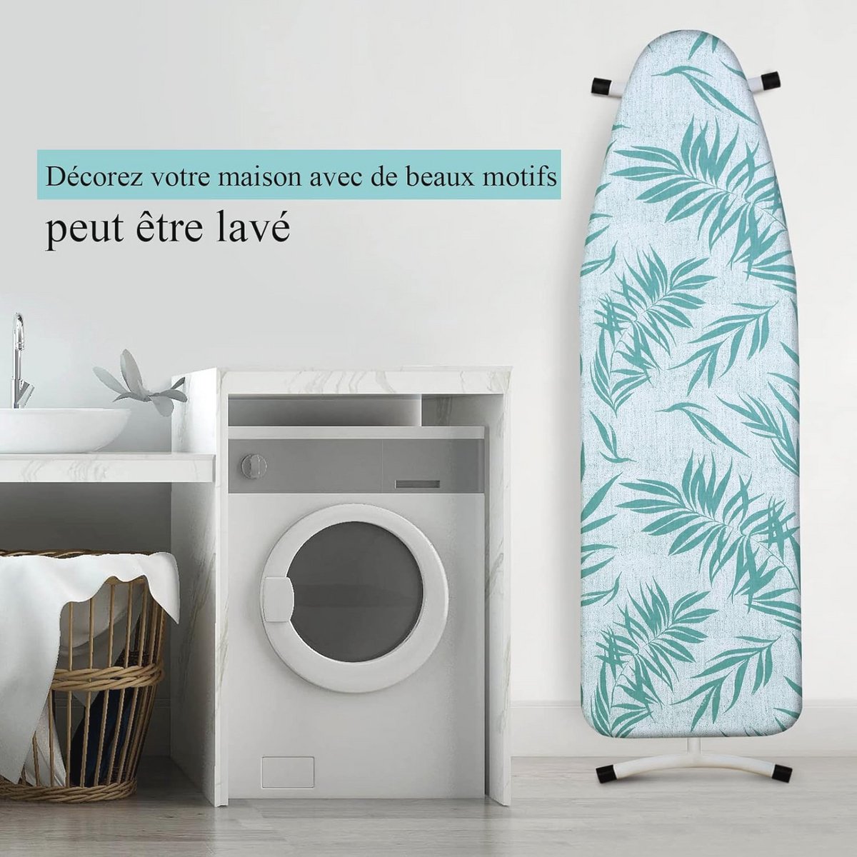Strijkplankhoes tot 140 x 45 cm - Machinewasbaar, Extra Dikke Katoenen Bekleding met Klittenbandsluiting