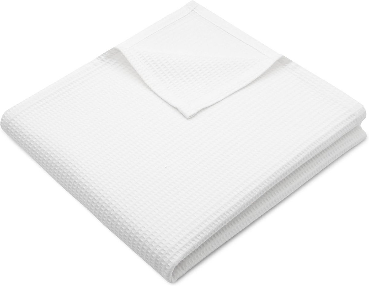 Knuffeldeken 150 x 200 cm van 100% katoen - Ademend, Kreukvrij, Wasbaar tot 60 °C - Tijdloos Wafelpatroon