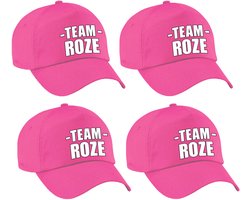 Team roze petje - 4x - volwassenen - voor bedrijfsuitje / sportdag / training - baseballcap