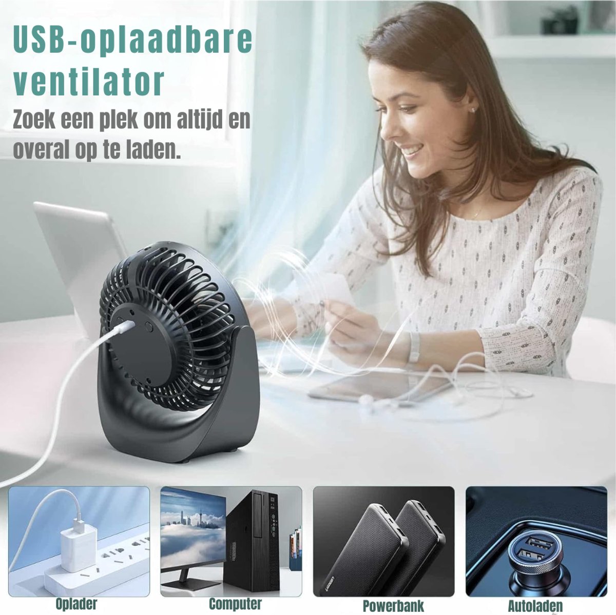 RVV® Ventilator toren - Ventilator staand - Torenventilator - Zwart 30cm x 10cm x 3cm – foto 4