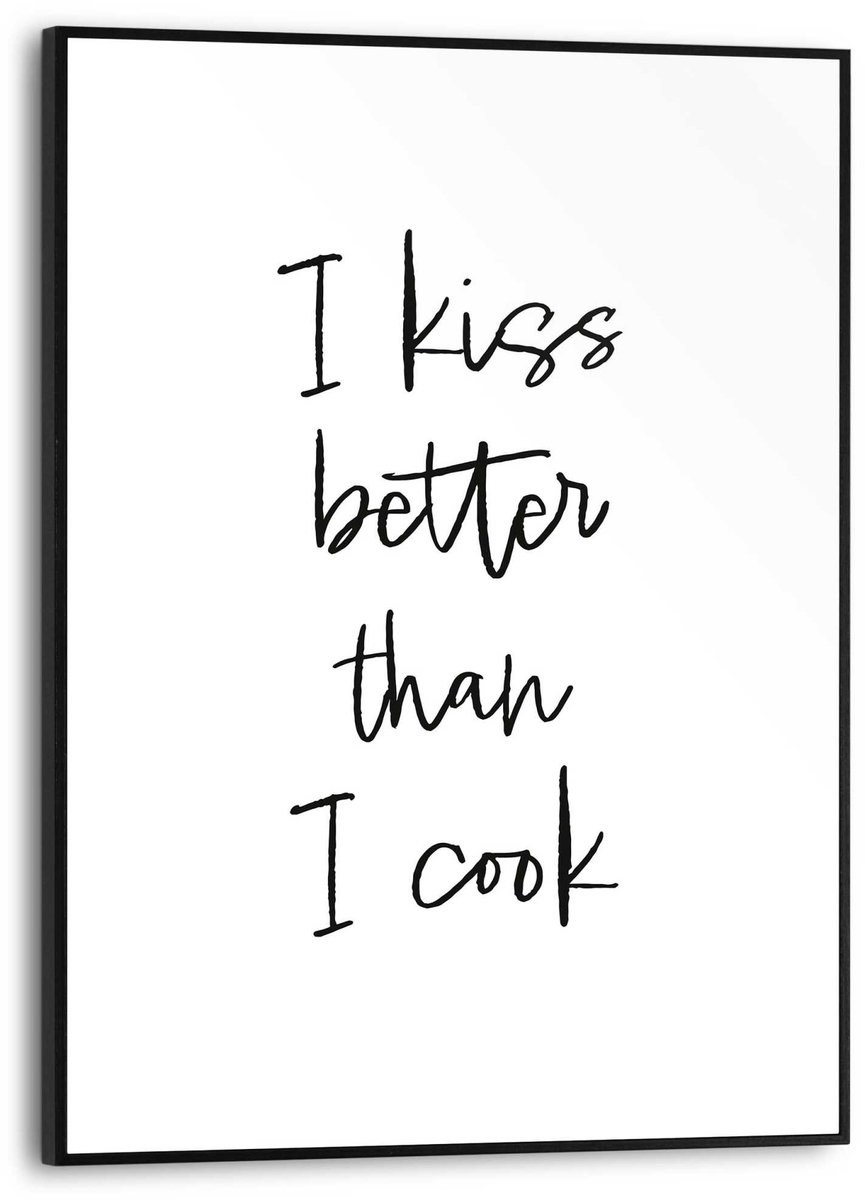 REINDERS Schilderij Cooking Kisses - 40 x 30 - Hout - REINDERS Zwart-Wit Zwart