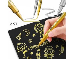 Permanente Gouden & Zilveren Marker Set – Waterproof – Metallic Verfpen voor Glas, Metaal & DIY