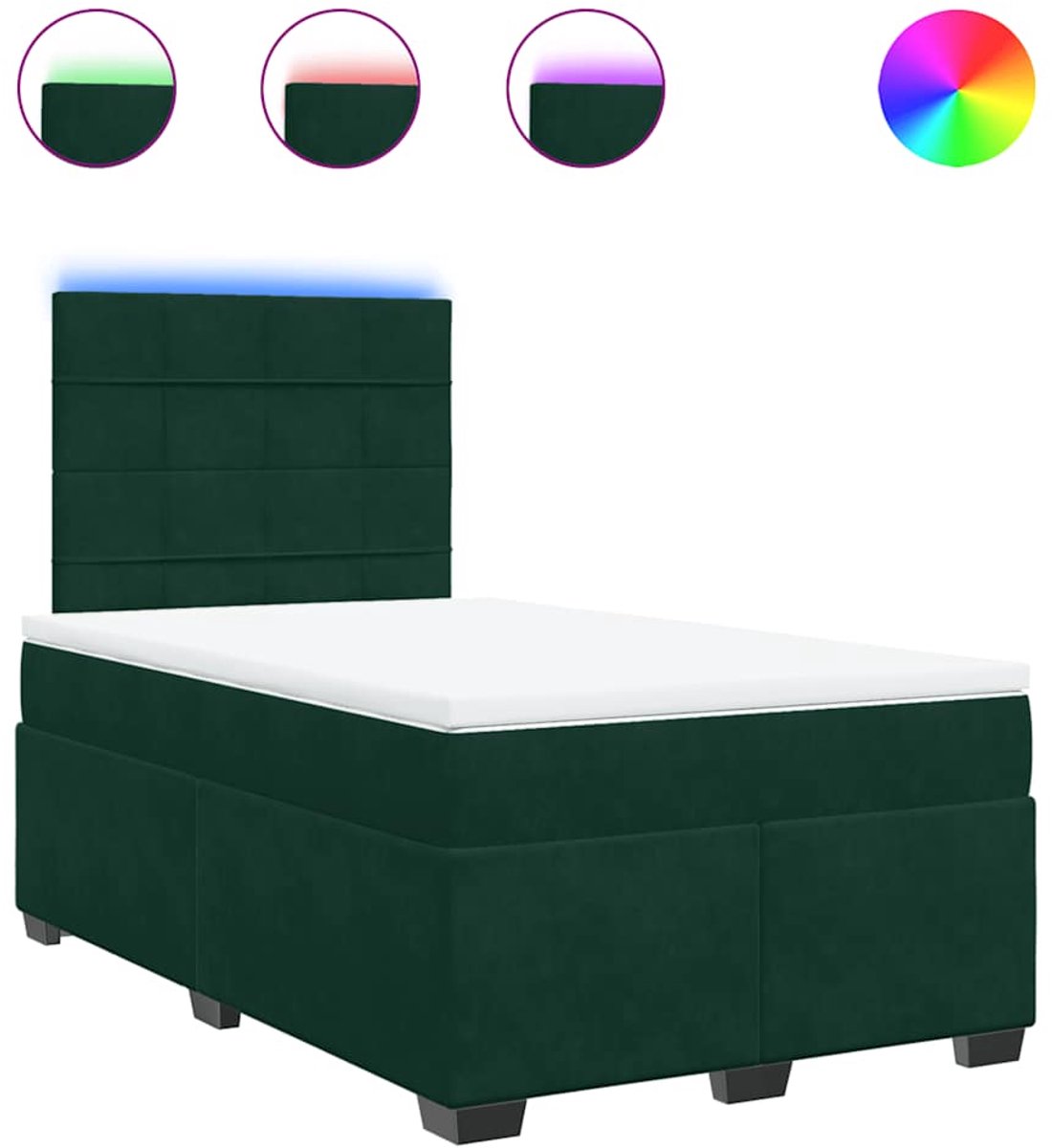 vidaXL - Boxspring - met - matras - fluweel - donkergroen - 120x190 - cm