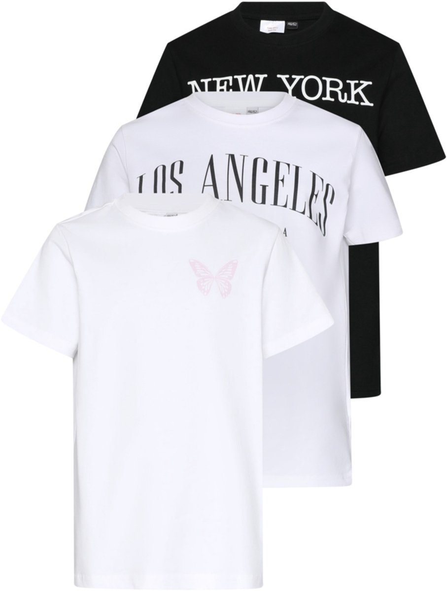 Urban Classics 3 Pack New York & Los Angeles & Butterfly Kinder Tshirt Kids 158/164 Wit