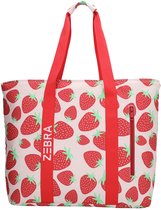 Zebra Trends Sally Strandtas - Koeltas - Koelvak - Vrolijke Prints - Praktisch - Vakken - Natgoedvak - Antidiefstalvak - Koeltas - Aardbei