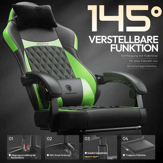 Ergonomische Race Gaming Stoel met Lumbaalsteun en Voetensteun tot 150 kg — afbeelding 4