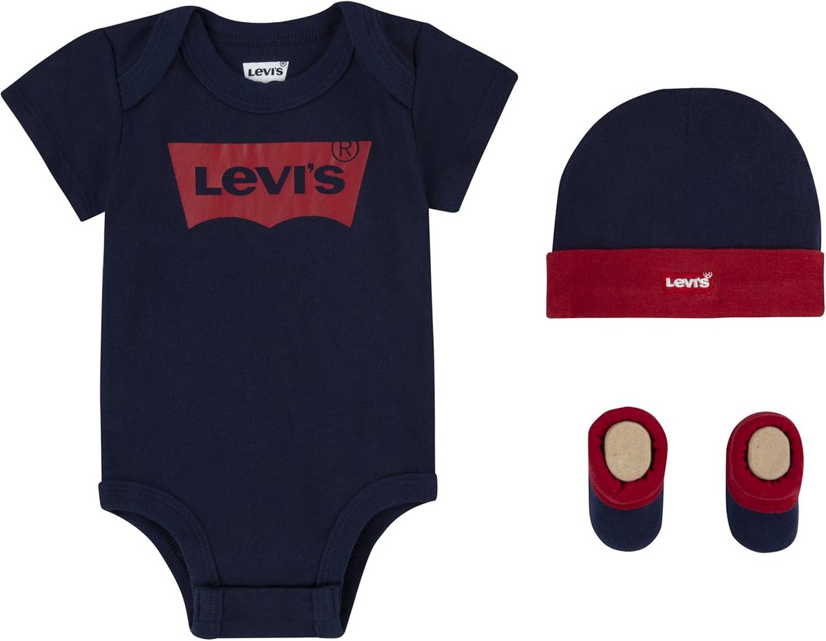 Set van 3 Babykleding: Romper, Muts en Slofjes in Blauwtinten
