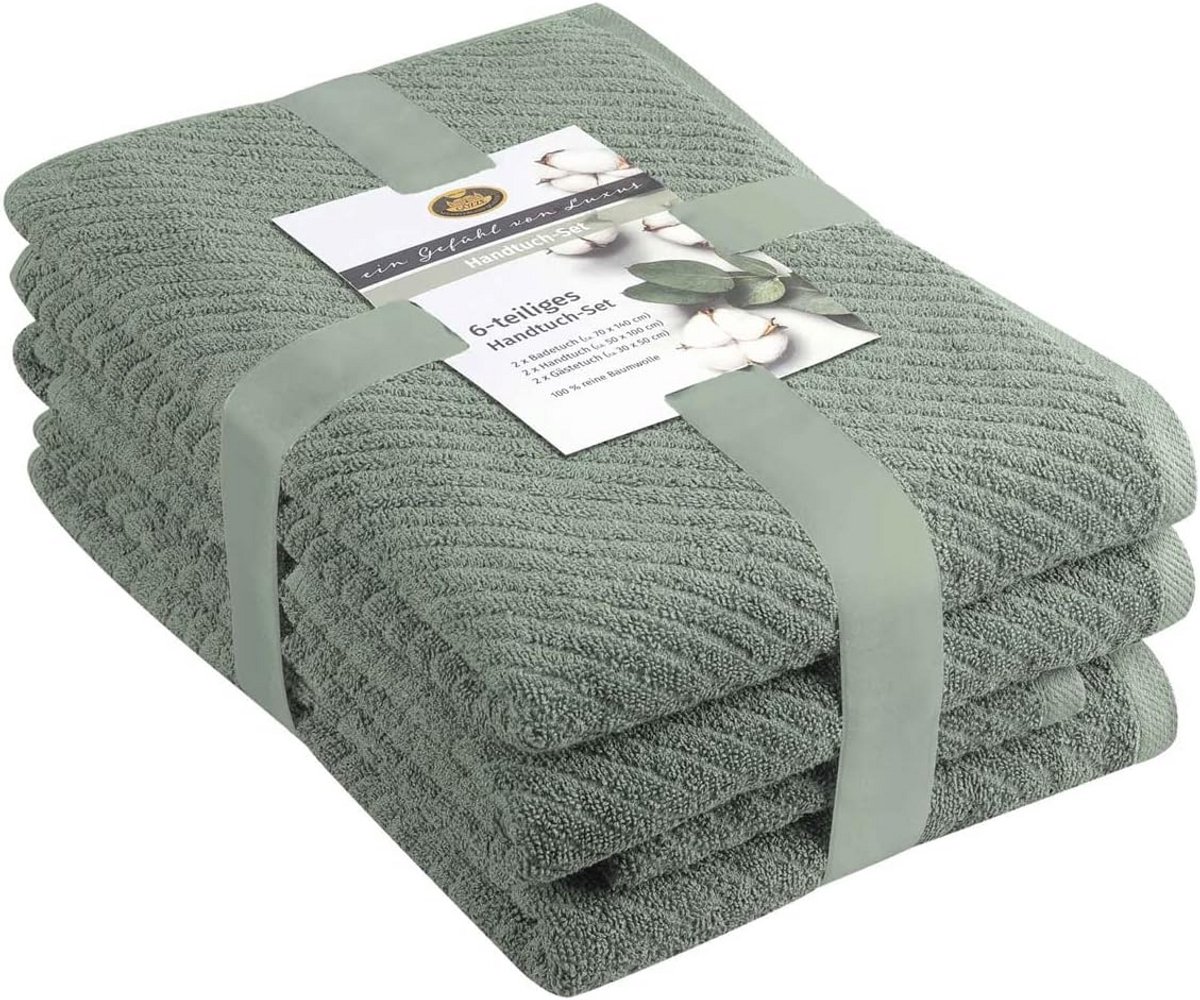 Luxe 6-Delige Badhanddoeken Set Jade - Diverse Maten - 100% Absorberend Katoen